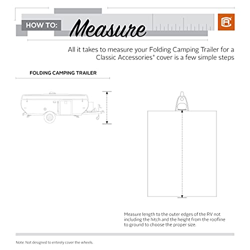 Classic Accessories Over Drive Polypro3 Folding Camping Trailer Cover, Fits 14'-16'L, Camper Rv Cover, Customizable Fit, Water-Resistant, All Season Protection For Motorhome, Grey/Snow White #TOP4