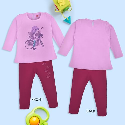 Image of LuvLap Baby Girls 100% Cotton Full Sleeve Top & Pyjama Sets, Pack Of 02