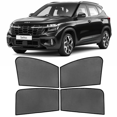 Image of AutoStory Custom Fit Black Mesh Car Sunshade for Kia Seltos | UV & Heat Protection Car Window Curtains | Privacy Car Sun Shade | Breathable Vehicle Specific Side Window Shades