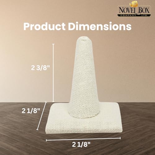 Image of Novel Box Beige Linen Ring Finger Display Stand 2.12x2.12x2.37 In