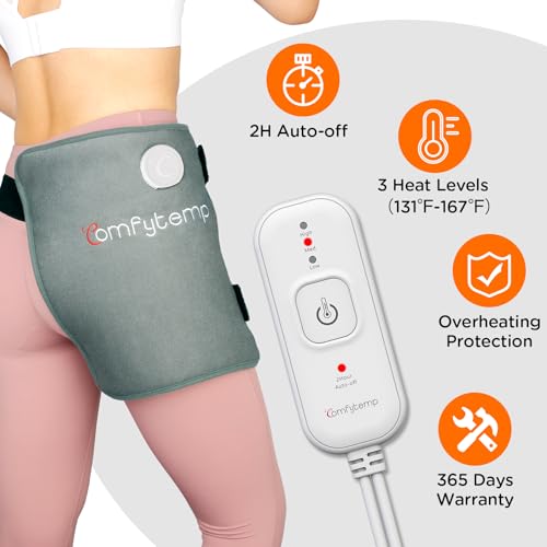 Comfytemp Hip Heating Pad for Hip Sciatica Pain Relief Hip Brace, Christmas Birthday Gifts for Mom Women Wife Men, Lower Back Thigh Buttock Electric FSA Eligible HSA Heat Pad Hot Physical Therapy(S/M) - Image 5