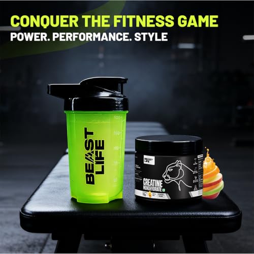 Image of BeastLife Micronised Creatine Monohydrate with Free Shaker | 125g | 33 Servings | Tropical Tango | NABL Lab Tested | Rapid Absorption for Muscle Strength & Athletic Performance | Super Micronised Creatine Powder