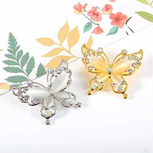 Image of coadipress Butterfly Brooch Pins Chic Romantic Elegant Rhinestone Crystal Insect Brooch Pin Women Corsage Scarf Shawl Clothing Accessories Wedding Party Banquet