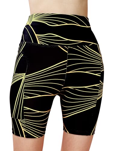 Image of Women's Polyester Stretchable Gym Shorts with Side Pockets High Waist Slim Fit Above Knee Length Activewear Tights Gym Fitness Cycling Running Yoga Shorts for Women