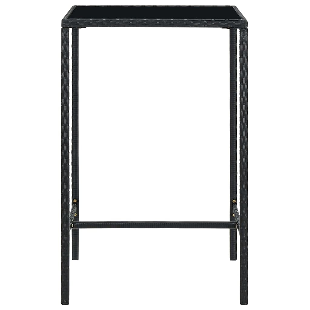 Table de terrasse extérieure en polyrotin noir bistrot pour petit espace 70x70 cm