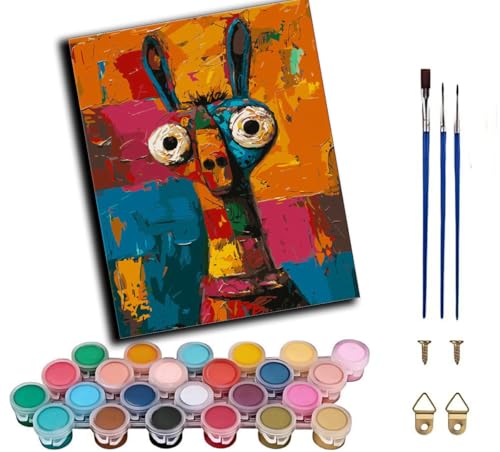 CAOGUANYU Pintura por números para adultos,Burro pintado, kit de pintura alegre, pintura por números,pinceles de lienzo,decoración para el hogar，sin marco