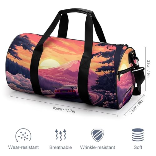 Japanese Car Racing Drifting Sports Gym Bag Travel Duffel Workout Bag with Adjustable Strap2
