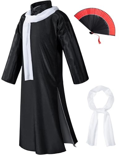 El Mejor Listado de Ropa de Artes marciales para Niña disponible en línea. 42 Conjunto de bufanda de dragón para niños y niñas, ropa tradicional china para abanico de artes marciales, Negro -, 5-6Years(120cm)