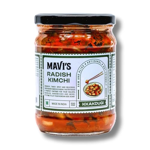 Image of MAVI's Radish Kimchi | Korean Kimchi | Artisanal Probiotic Pickle | 100% Natural, Organic & Vegan | No Preservatives, No Artificial Flavour or Colour | 500g | Pack of 1 |