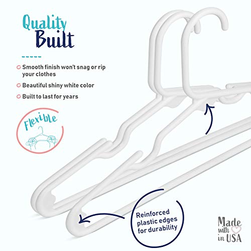 Premium Children's Hangers, Very Durable Heavy Duty Tubular Hangers, Made in The USA to Last a Lifetime! Designed to Fit for Children and Babies Value Pack of 30 - White