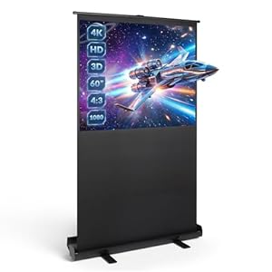 Todeco Beamer Leinwand 60 Zoll 4:3, Mobile Business und Heimkino Beamer, Tragbar Projektor Leinwand, Bodenprojektor Bildschirm, 121 x 91 cm, Keine Montage erforderlich