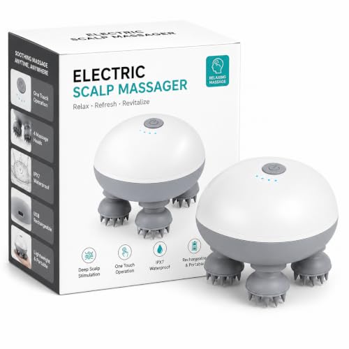 Electric Scalp Massager | Rechargeable Head Massager for Scalp & Hair Growth | 96 Silicone Kneading Nodes for Stress Relief & Deep Cleaning | Waterproof Body Massage Machine | 4D Deep Kneading Massage Brush for Scalp |Body & Neck – Portable Hair Care Device - Image 2