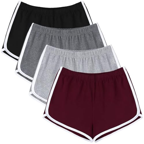 URATOT 4 Pack Yoga Short Pants Cotton Sports Shorts Gym Dance Lounge Shorts Dolphin Running Athletic Shorts for Women by URATOT - Used condition - US$14.96