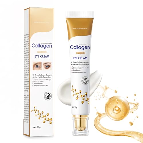Contorno De Ojos Antiarrugas, Crema Para Eliminar Bolsas Y Ojeras, Con Colágeno, Glicerina Y Ácido Hialurónico, Tratamiento Antiedad Para Un Contorno De Ojos Visiblemente Fresco, 20g