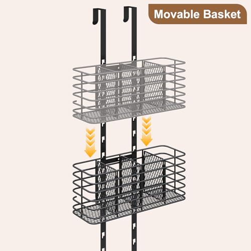 Yuyetuyo 7-Tier Over The Door Organizer, Shower Caddy Hanging &Wall Mounted Hair Tool Organizer/Hair Dryer Holder Adjustable, Behind Door Storage for Bathroom Bedroom Closet Cabinet Pantry Kitchen by Yuyetuyo - Used condition - Image 4