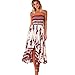 Price comparison product image 2018 Hot Sale/Women Off Shoulder Boho Long Maxi Evening Party Beach Dress Floral Sundress (Red, XL)