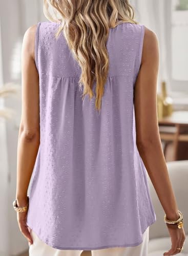 Image of Falechay Womens Summer Tops Boho Shirts Crewneck Sleeveless Tank Tops Flowy Lace Hem Casual Blouses Clothing Trendy 2026