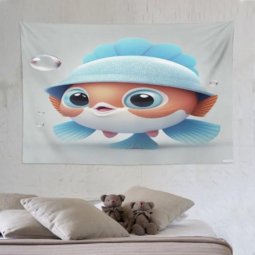 Tapisserie murale suspendue imprimée en 3D poisson PAZZK décoration chambre
