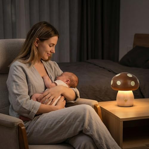 Moroommt Rechargeable Beech Wood Mushroom Night Light — view 5