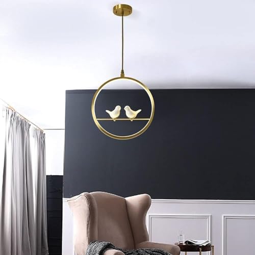 Lámpara circular H65 colgante de pájaro de cerámica con luces LED regulables 4