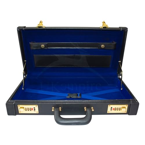 Premium Masonic Regalia Half Apron Hard Case Briefcase, Black Leather – Freemason Bags & Cases4