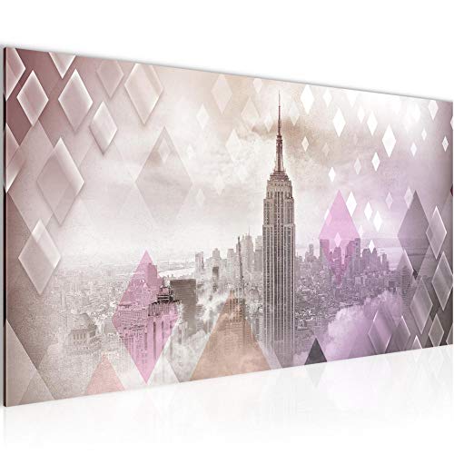 Runa Art Tableau Decoration Murale New York 1 Partie Moderne Toile non tissée Salon Salle Abstrait Horizon Rose 013612b