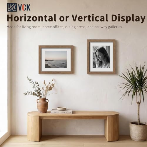 Image of VCK 11x14 Picture Frame 5 Pack, Walnut Exclusive Wood, HD Glass, for Print