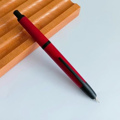 Image of GOLD LEAF Jinhao 20 Press Retractable Fountain Pen - Fine Nib with Converter - Plastic Body & Metal Clip - Multiple Colors - Smooth Writing Pen (No Ink Included) (Palace Red (Black Clip))