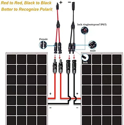 Dongge Solar Connectors Y Branch Parallel Adapter Cable Wire Plug Tool Kit for Solar Panel - 2