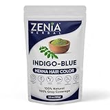 Zenia Natural Henna Hair & Beard Color/Dye | Chemical Free, Ammonia Free, Cruelty-Free, Vegan | Gray Hair Coverage | (3.5oz) 100g (Indigo Blue)