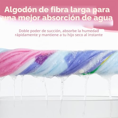Miniatura 4 de Mokani Toallas Con Capucha De Algodón Para Niños Súper Suaves, Gruesas Y Superabsorbentes 127 X 76,2 Cm Toallas De Playa Para Niñas Y Niños De 3 A 12 Años, Rosa