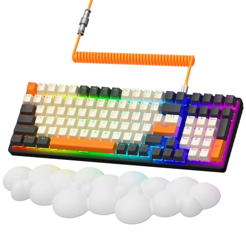 Image of ATTACK SHARK Wireless Bluetooth /USB Wired Gaming Mechanical Keyboard Compact 100 Keys RGB Backlit,Keyboard Wrist Rest+Coiled Keyboard Cable for Xbox One,Mac,PS4 (Hot Swappable Red Switch)