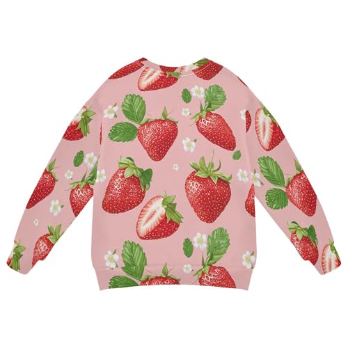 JUNZAN Sweet Strawberries Fruit Blush Kids Girls Hoodie Sweatshirt Long Sleeve Sweatshirt With Hoodie Athletic 4T2
