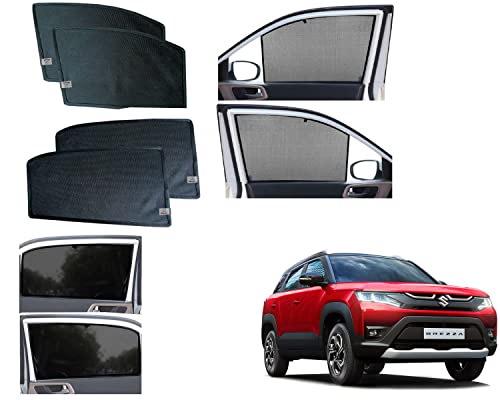 Image of WolkomHome Car Accessories Fix Curtain Window Shades Half Curtains Sunshade for Brezza 2022 to 2024