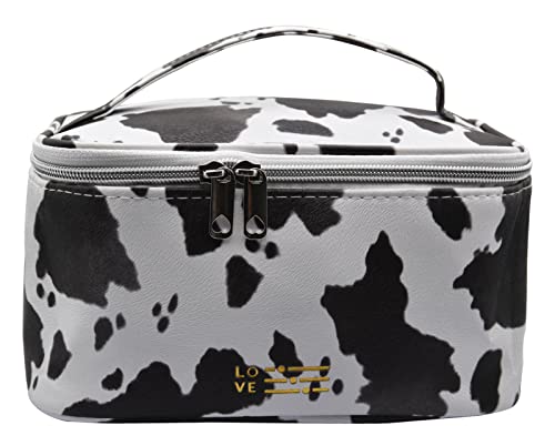 Ranvi Makeup Bag Waterproof Cosmetic Bag Cow Animal Makeup Bag Gifts for Girl Women Bag zipper Portable Makeup Case Cute Toiletry Bags Travel Cosmetic Bag