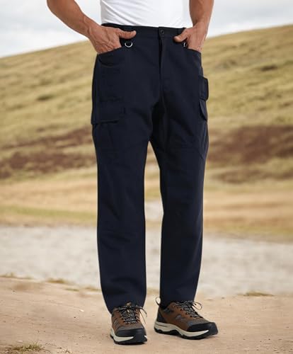 YUSHOW Wanderhose Herren Outdoor Robust Cargohose Atmungsaktiv Baumwolle Taktische Hose Wandern Arbeitshosen Männer Trekkinghose mit Taschen