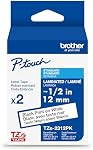 Brother Véritable TZe231~1/2" 2PK Imprimé noir sur bande d'étiquettes blanches. Chaque: 0.47 en x 26.2 ft (12 mm x 8 m) Total 0.47 en x 52.4 ft (12 mm x 16 m)