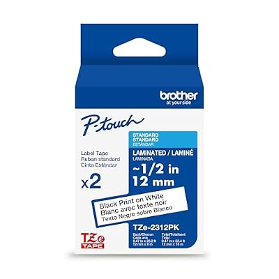 Brother Genuine TZe231-1/2 2PK Black Print on White Label Tape. Each: 0.47 in x 26.2 ft Total: 0.47 in x 52.4 ft