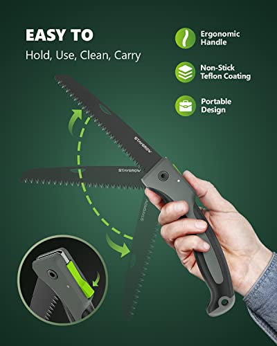 image for STAYGROW 7 Inch Folding Hand Pruning Saw, Heavy Duty Foldable Camping 