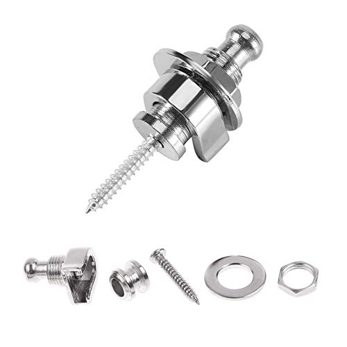 Tbest Serrures de Sangle Guitare, Security Lock Jeu Complet 10 x Serrures de Sangle de Basse en Métal pour Guitare, Accessoire Antidérapant pour Guitare électrique (argent)