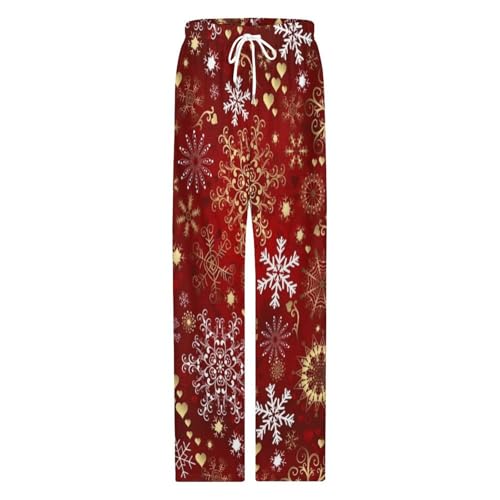 Bagea-Ka Winter Red Sparkle Christmas Pattern Mens Pajama Pants Lounge Sleep Long Pants with Pocket Loungewear4