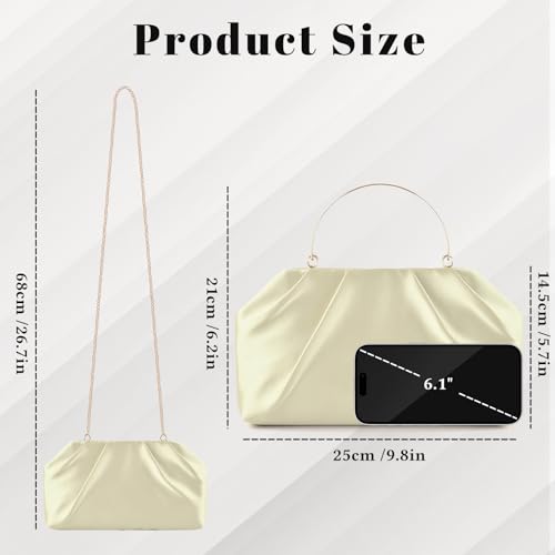 Image of ERKOON Clutch Purse for Women Elegant Pleated Evening Bag Crossbody Shoulder Handbag Envelope Bag with 2 Detachable Chain