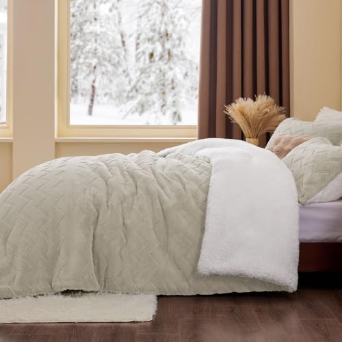 Image of BEDELITE Fluffy Sherpa Twin Comforter Set,Taupe