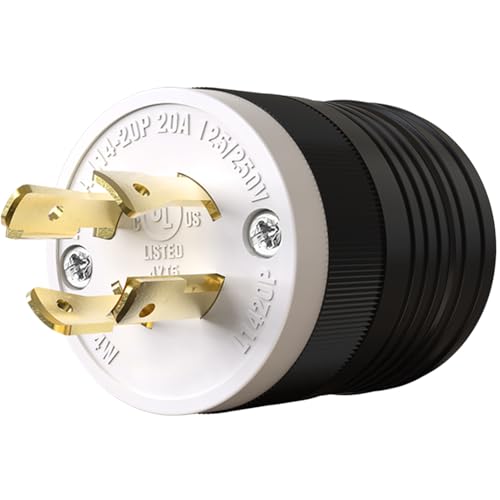 Image of 1 Pack NEMA L14-20P Locking Plug, 20 Amp Generator Replacement Plug 125 /250V 3 Pole 4 Wire Grounding,Twist Lock Adapter Male Plug , Industrial Grade Heavy Duty, UL Listed (E355464)