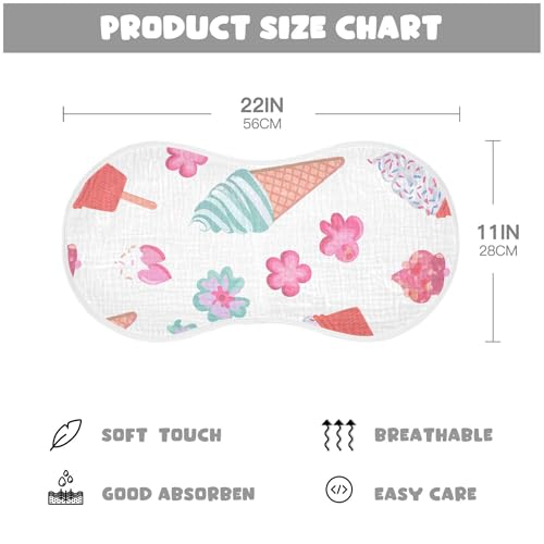 xigua Ice Cream Cones Baby Burp Cloths for Newborn Boys and Girls 4 Pack, Soft & Absorbent Cotton Baby Burp Cloth, Baby Washcloths, Newborn Towel, Burp Rags4