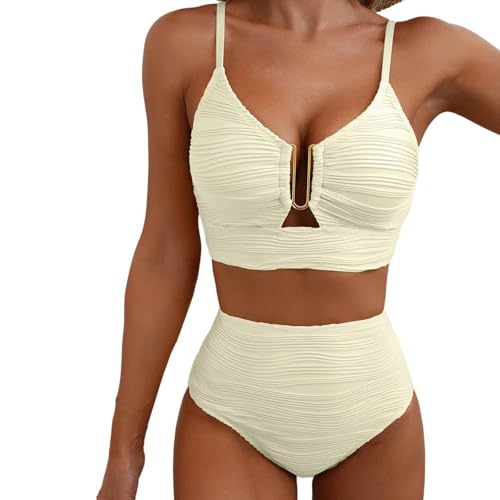Maillot de bain plissé taille haute pour galber la silhouette