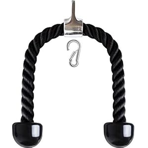 COREZONE Premium 70cm Tricep Pull Down Rope with Steel Carabiner – Lat Pull down Rope, Steel Buckle, Bicep Pull Cable Workout Rope, Cable Machine Attachment