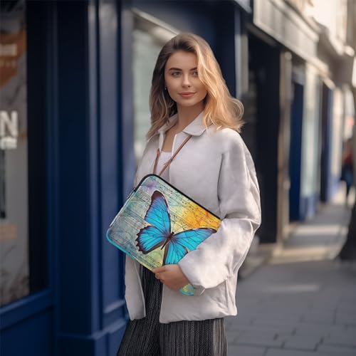 Funda para portátil con diseño de alas de mariposa azul 13-14 pulg miniatura 7