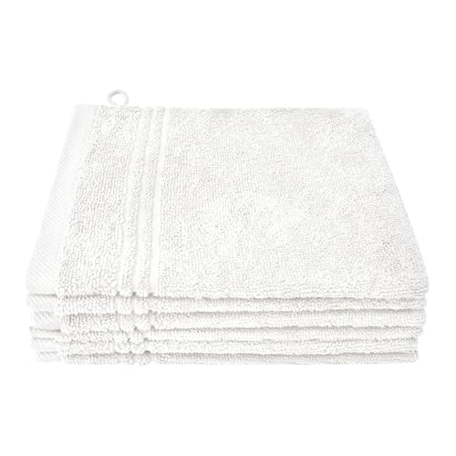 Dyckhoff Nature, Lot de 6 gants de toilette 100 % coton bio certifié GOTS et moelleux, doux, blancs, 16 x 21 cm