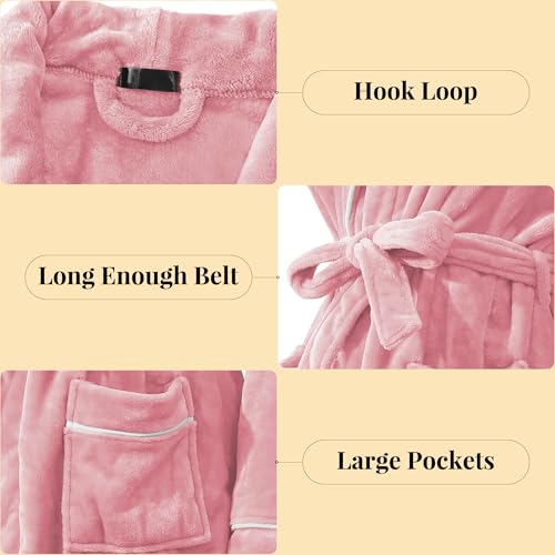 ZBR Plush Long Robes Womens Soft Warm Fleece Bathrobe Fuzzy Robe4